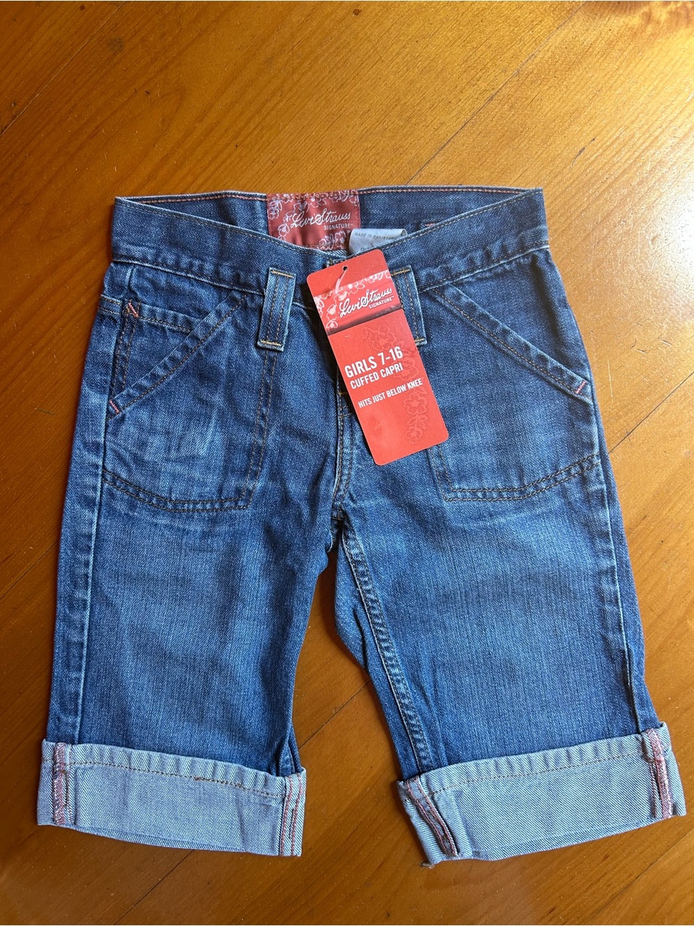 Levi Strauss Girls' Cuffed Capri Jeans - Blue
